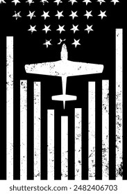 The plane with the American flag in the background, US Army, US Air Force, Veterans Day - vector illustration,	