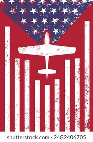 The plane with the American flag in the background, US Army, US Air Force, Veterans Day - vector illustration,	