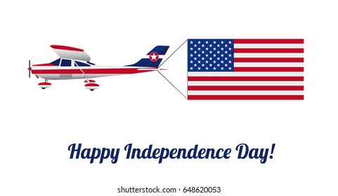 Plane with American flag. Vector illustration
