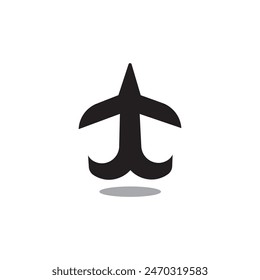 plane anchor logo design icon.