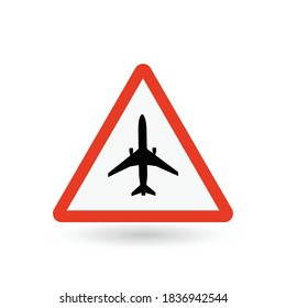 Plane area sign Collection of warning, mandatory, prohibition and information traffic signs. Traffic signs road collection series. Vector illustration.