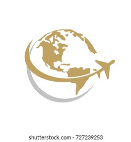 Plane around the globe 