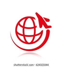 plane around planet icon