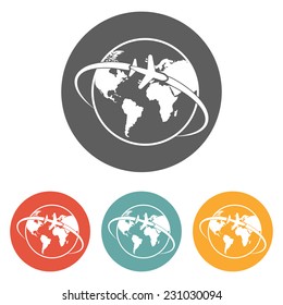 plane around the world icon