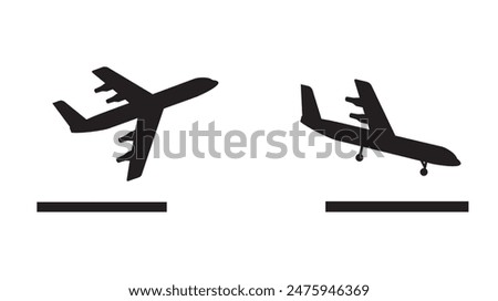 Plane Arrival and Departure Icon, vector stock isolated on white background, eps