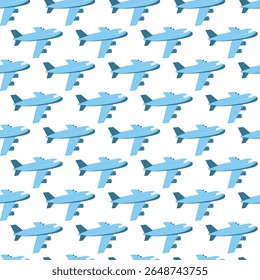 Plane aviation flight sky travel background. Seamless airplane pattern