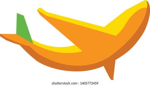 Plane banana imitation identity. agency tourism logo. summer firm style- vector illustration