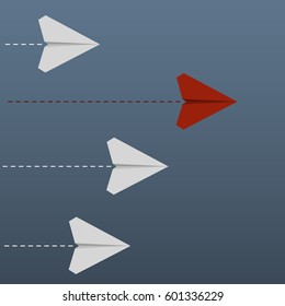 plane banner. red and white paper planes. competition