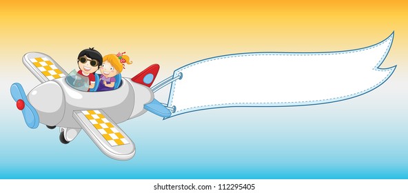 Plane banner vector illustration