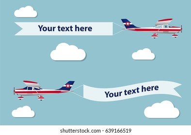 Plane with banner. Vector illustration