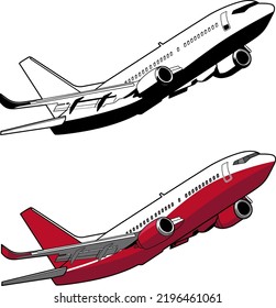 Plano con línea negra y vector de color 