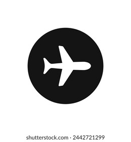 Plane black and white vector icon