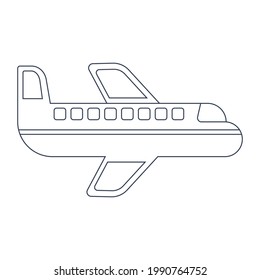 Avión. Ilustración vectorial en blanco y negro de un avión para colorear.