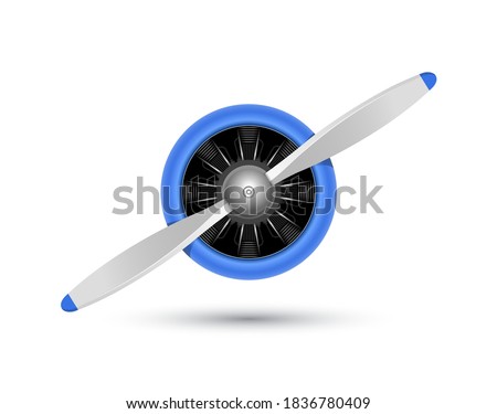 Plane blade propeller, vector airplane wood engine logo icon. Aircraft propeller fan