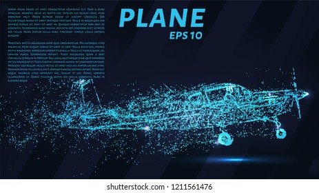 The plane of the blue glowing dots. Single-engine plane takes off
