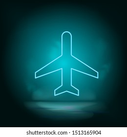 Plane blue neon vector icon. Simple element illustration from map and navigation concept. Plane blue neon vector icon. Real estate concept vector illustration.