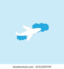 Plane in the blue sky flying above the clouds vector illustration