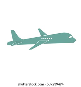 plane blue vector icon on white background