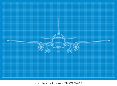 Plane Blueprint Background Simple Vektor Flat Stock Vector (Royalty ...