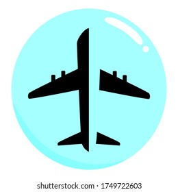 Plane in bubble . An icon solution for tourist industry travel. Travel safely between disinfected country around the world concept.
