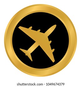 Plane button on white background. Vector illustration.
