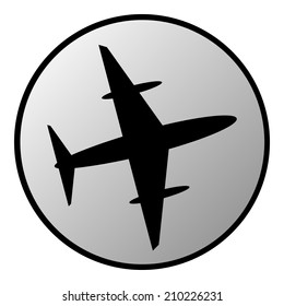 Plane button on white background. Vector illustration.