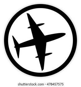 Plane button on white background. Vector illustration.