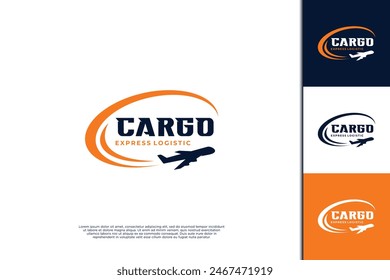 Diseño de logotipo de carga de avión. Logotipo de transporte logístico