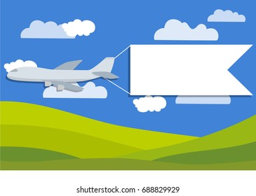 The plane carries an advertising banner