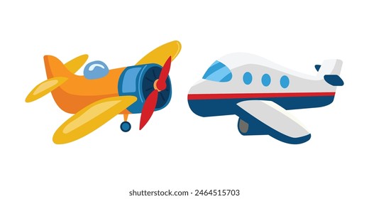 plane cartoon vector illustration flat design isolated white background