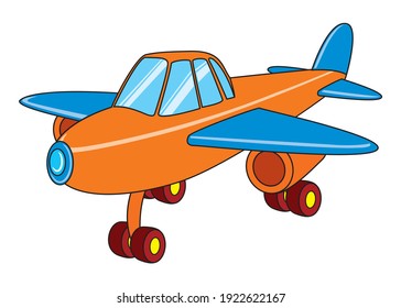 Plane cartoon vector illustration,
isolated on white background.top view