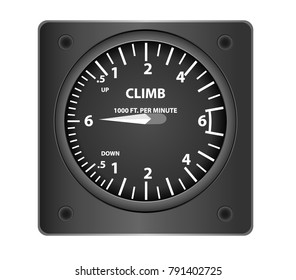 Plane CLIMB 1000 ft per minute instrument on a white background