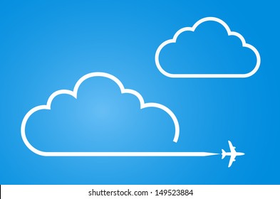 plane with cloud background