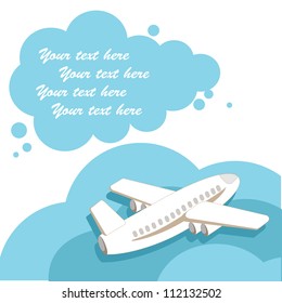 the plane with a cloud for the text (vector)