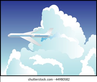 plane in the clouds