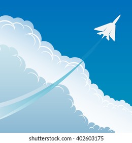 plane in the clouds in the sky made in vector
