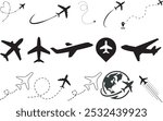 Plane collection, black planes for education, flight set, planes silhouette set EPS, A group or collection of aircrafts ideal for grungy, travel, flight, transport, business or commercial designs 