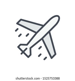 Plane color line icon. Aircraft vector outline colorful sign.