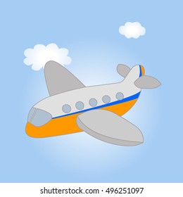 Plane colored, icon, logo, cartoon, vector.
