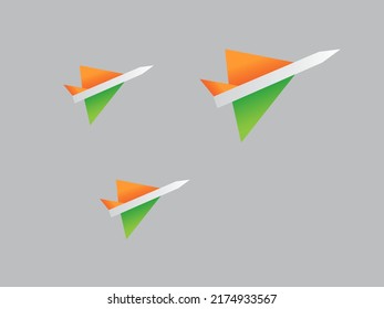 Plane colored with tricolor Indian flag decorative elements for poster and art