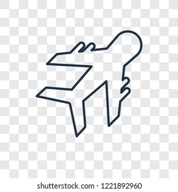 Plane concept vector linear icon isolated on transparent background, Plane concept transparency concept in outline style
