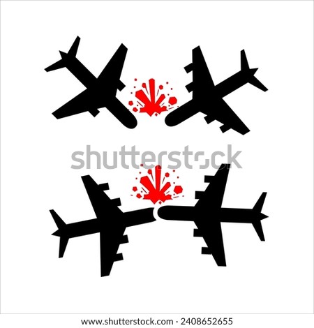 Plane crash accident silhouette illustration icon set silhouette vector