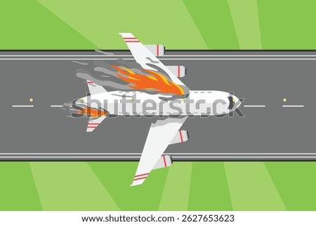 Plane Crash Concept. Colored flat vector illustration isolated