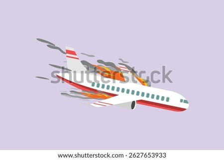 Plane Crash Concept. Colored flat vector illustration isolated