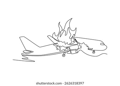  Plane Crash concept. Full length animation illustration. High quality 4k footage