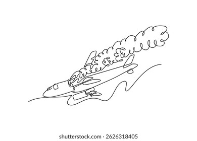  Plane Crash concept. Full length animation illustration. High quality 4k footage