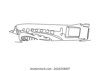  Plane Crash concept. Full length animation illustration. High quality 4k footage