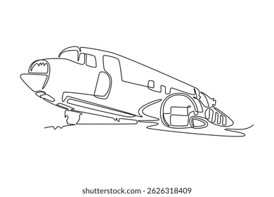  Plane Crash concept. Full length animation illustration. High quality 4k footage