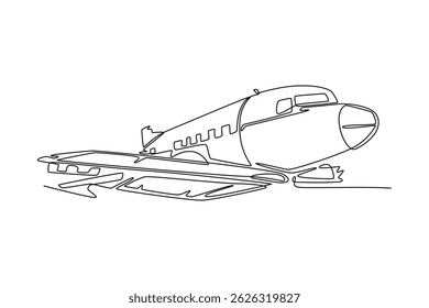 Plane Crash concept. Full length animation illustration. High quality 4k footage