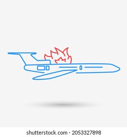 Plane Crash Icon Isolated Object. Vector Illustration.